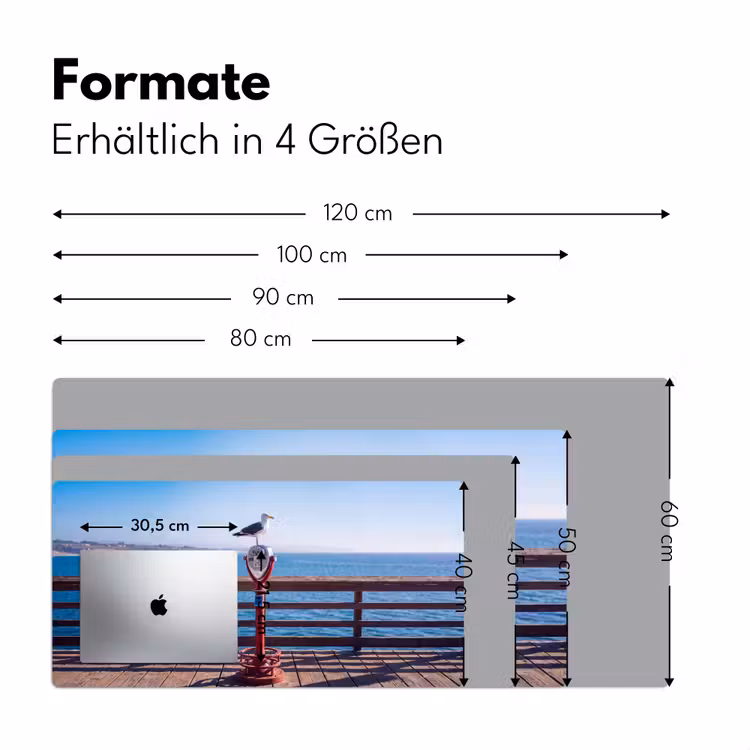 Schreibtischunterlage - Vogel – Fernglas – Küste – Meer – Blau - Vogel - Verrekijker - Kust - Zee - Blauw Muismat XXL klein