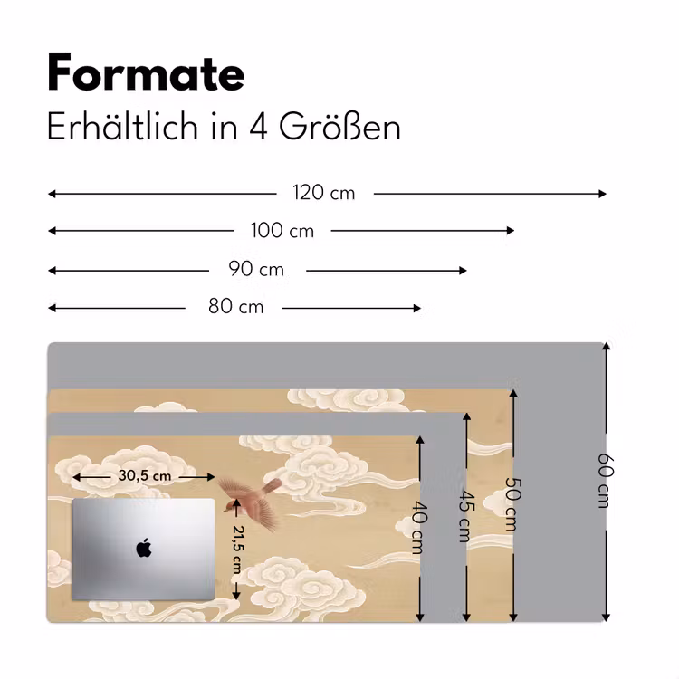 Vogels - Vliegen - Beige Muismat XXL klein -ysfeer5_duits