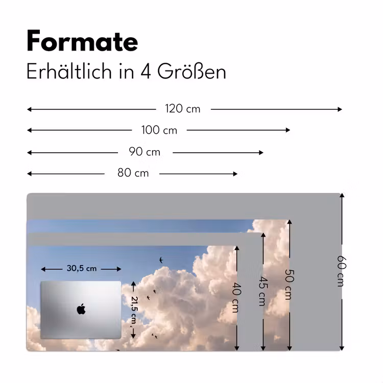 Vogel - Vlucht - Wolken - Natuur - Blauw Muismat XXL klein -ysfeer5_duits