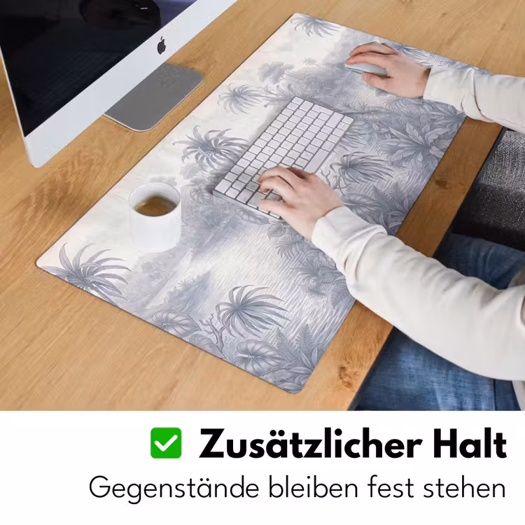 Vogel - Rivier - Tropisch - Illustratie - Blauw Muismat XXL klein -ysfeer3_duits