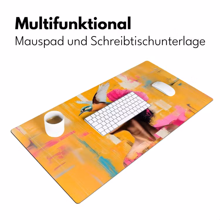 Vogel - Vrouw - Abstract - Bloem Muismat XXL klein -ysfeer4_duits