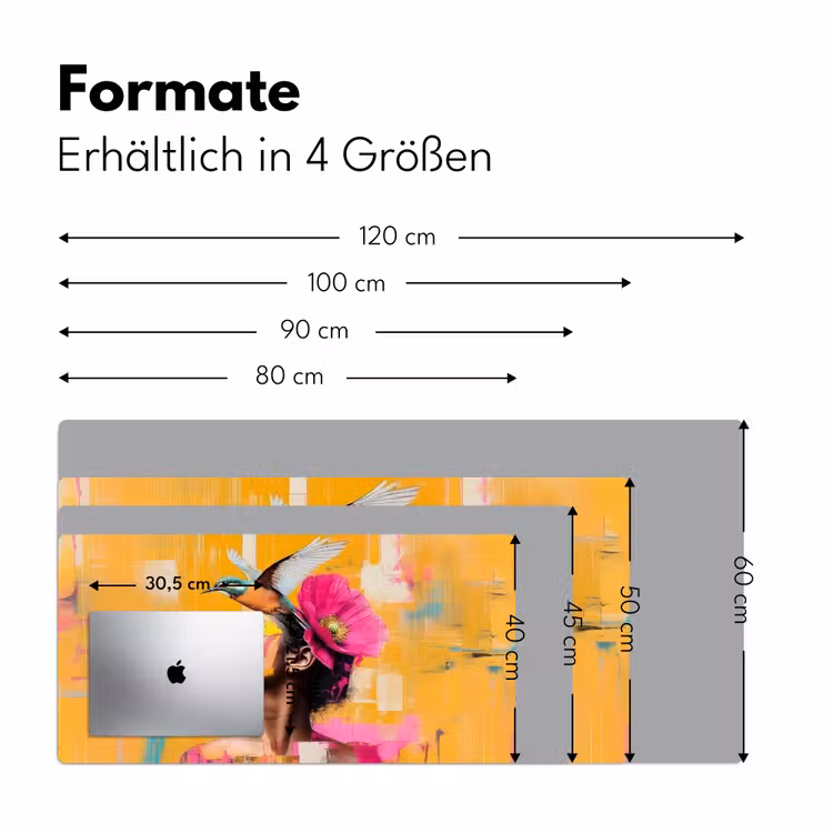 Vogel - Vrouw - Abstract - Bloem Muismat XXL klein -ysfeer5_duits