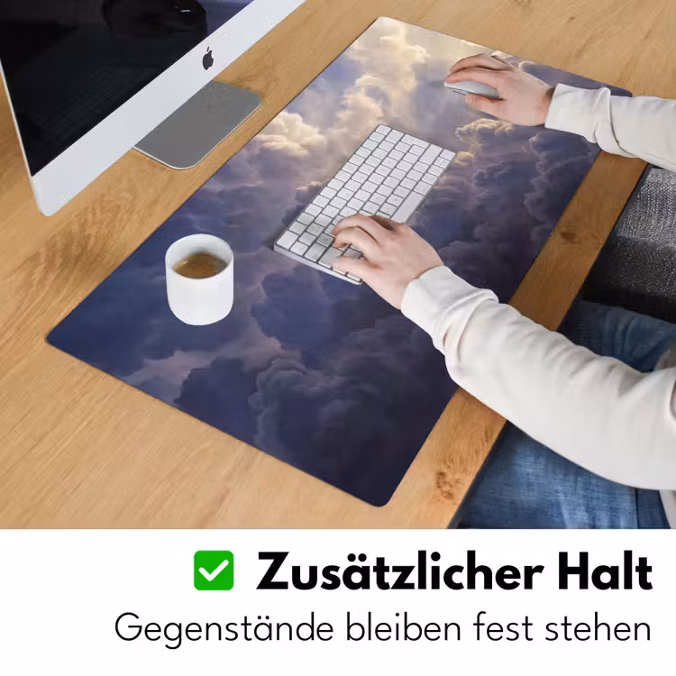 Vogel - Vliegend - Natuur - Wit - Wolken Muismat XXL klein -ysfeer3_duits