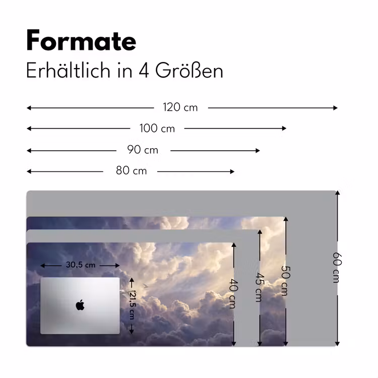 Vogel - Vliegend - Natuur - Wit - Wolken Muismat XXL klein -ysfeer5_duits