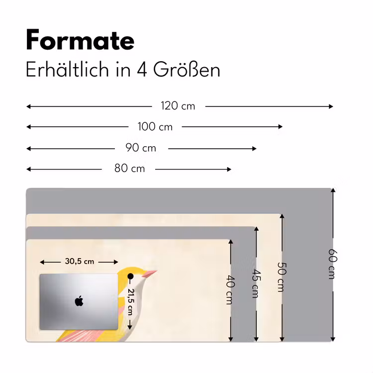 Vogel - Minimalistisch - Geel Muismat XXL klein -ysfeer5_duits