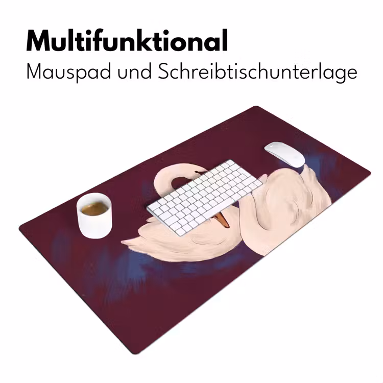 Schreibtischunterlage - Vogel – Paar – Liebe – Abstrakt – Weiß - Vogel - Koppel - Liefde - Abstract - Wit Muismat XXL klein