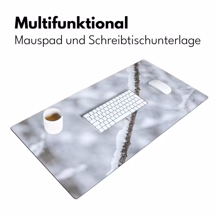 Vogeltje - Sneeuw - Tak - Winter - Zacht Muismat XXL klein -ysfeer4_duits