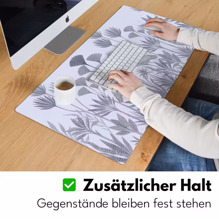 Vogel - Tropisch - Illustratie - Blauwgrijs - Natuur Muismat XXL klein -ysfeer3_duits