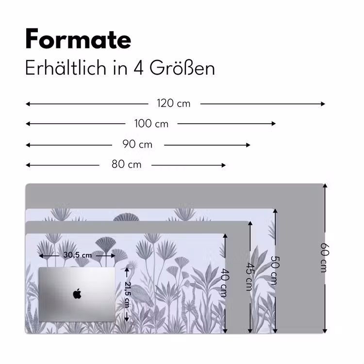 Vogel - Tropisch - Illustratie - Blauwgrijs - Natuur Muismat XXL klein -ysfeer5_duits