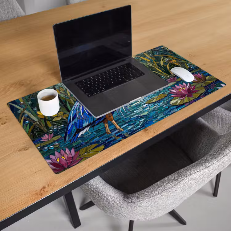 Vogel - Water - Natuur - Abstract - Blauw Muismat XXL klein -sfeer1