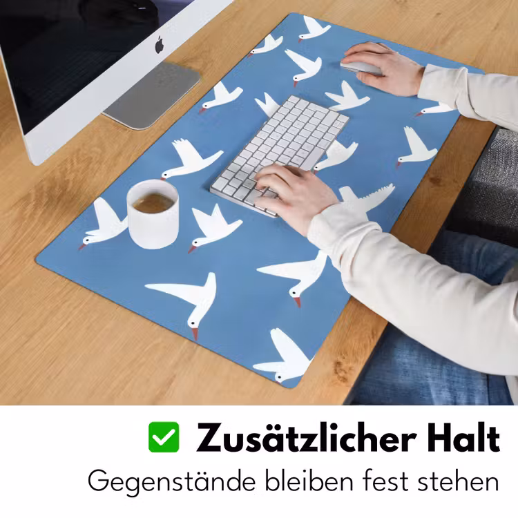 Vogels - Wit - Patroon Muismat XXL klein -ysfeer3_duits