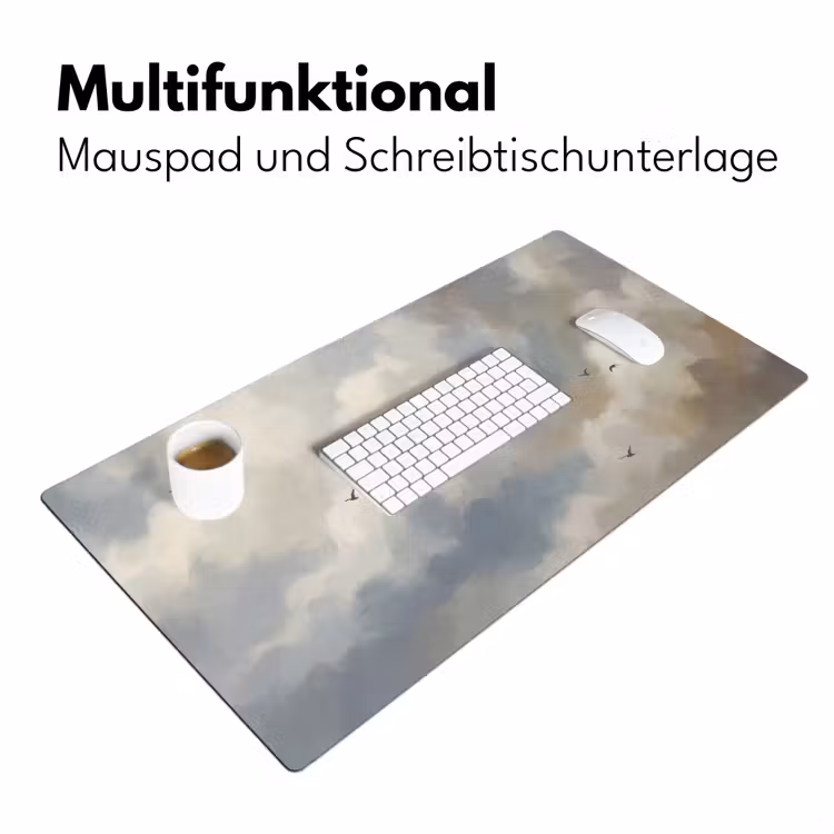 Vogel - Wolken - Natuur - Modern - Grijs Muismat XXL klein -ysfeer4_duits