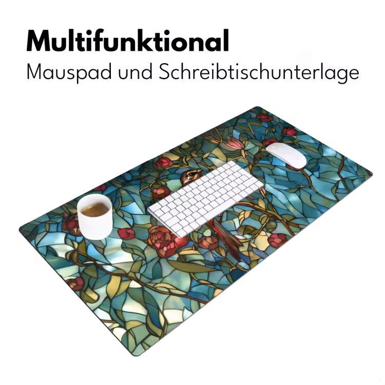 Vogel - Tak - Rozen - Mozaïek Muismat XXL klein -ysfeer4_duits