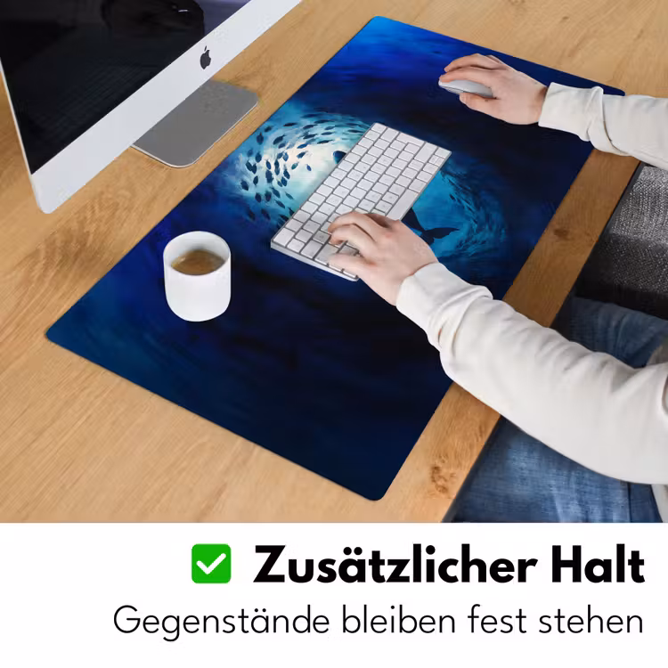 Walvis - Vissen - Donkerblauw Muismat XXL klein -ysfeer3_duits