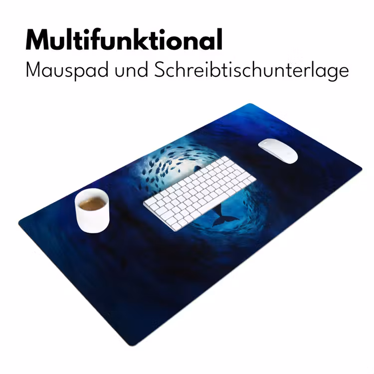 Walvis - Vissen - Donkerblauw Muismat XXL klein -ysfeer4_duits