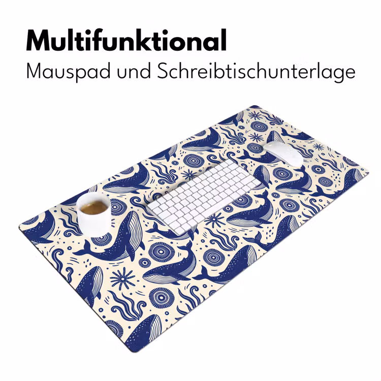 Walvis - Onderwater - Dieren - Abstract - Blauw Muismat XXL klein -ysfeer4_duits