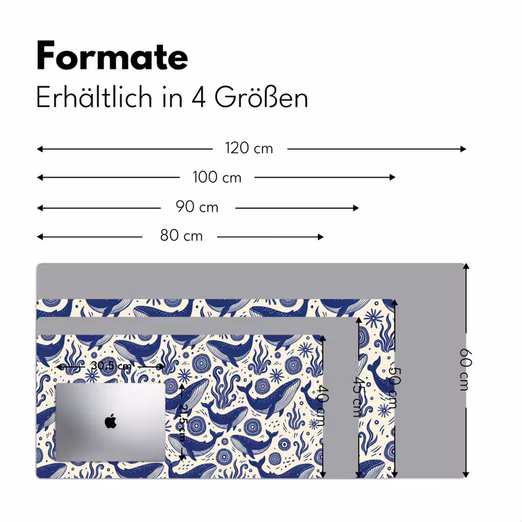 Walvis - Onderwater - Dieren - Abstract - Blauw Muismat XXL klein -ysfeer5_duits