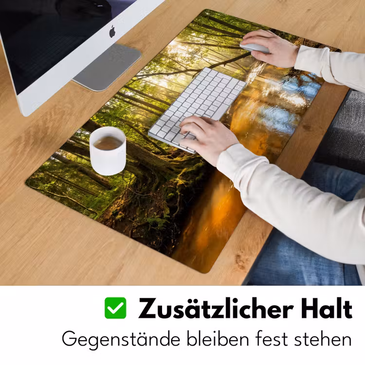 Bos - Beek - Zonlicht - Natuur - Groen Muismat XXL klein -ysfeer3_duits