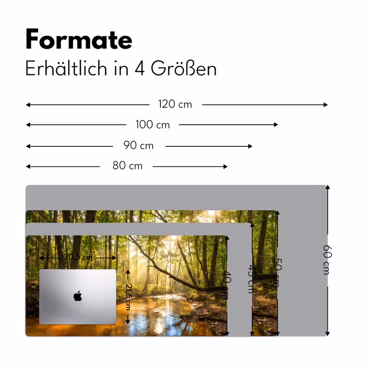 Bos - Beek - Zonlicht - Natuur - Groen Muismat XXL klein -ysfeer5_duits
