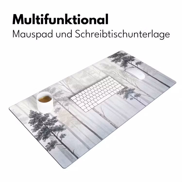 Bos - Bomen - Mist - Natuur - Illustratie - Grijs Muismat XXL klein -ysfeer4_duits