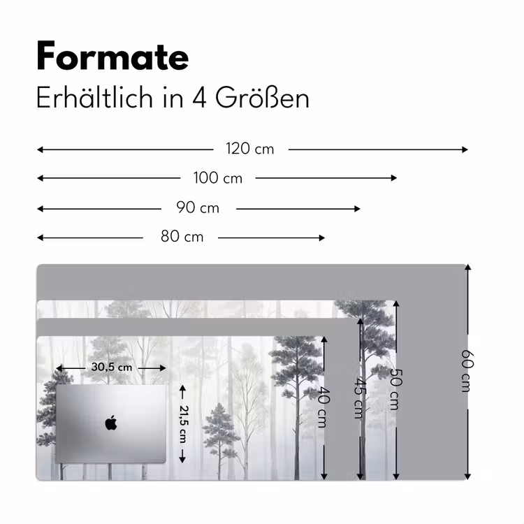 Bos - Bomen - Mist - Natuur - Illustratie - Grijs Muismat XXL klein -ysfeer5_duits