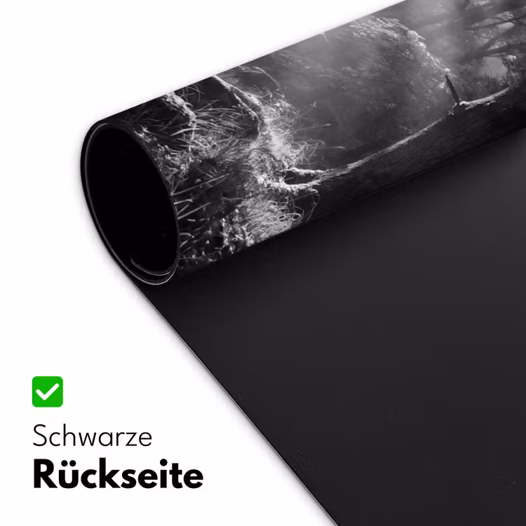 Bos - Lichtstralen - Natuur - Zwart-wit Muismat XXL klein -ysfeer2_duits