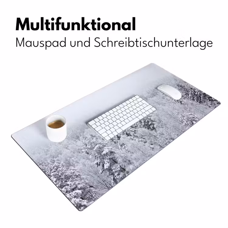 Bos - Sneeuw - Winter - Natuur - Wit Muismat XXL klein -ysfeer4_duits