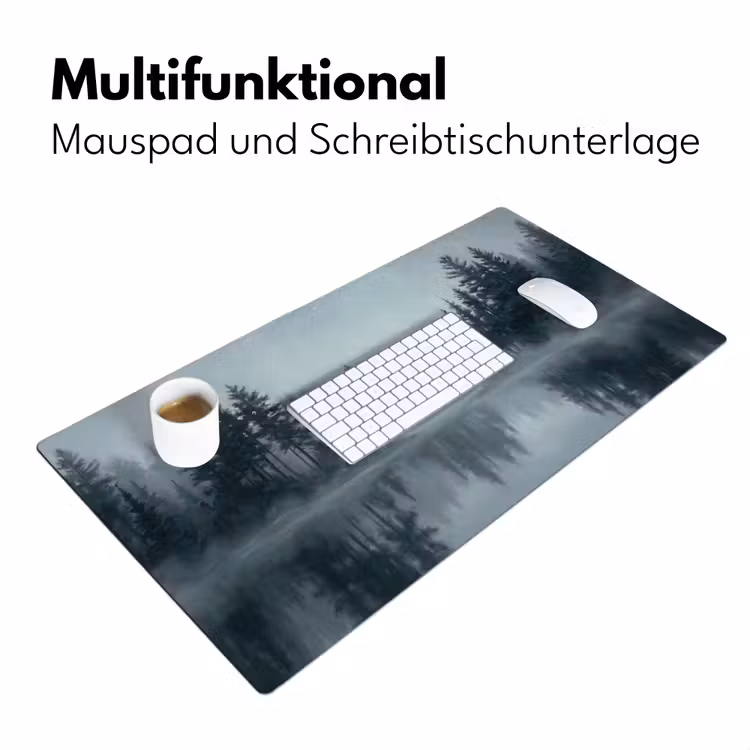 Bos - Meer - Mist - Natuur - Grijs Muismat XXL klein -ysfeer4_duits