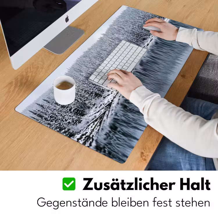 Bos - Reflectie - Meer - Winter - Serene Muismat XXL klein -ysfeer3_duits