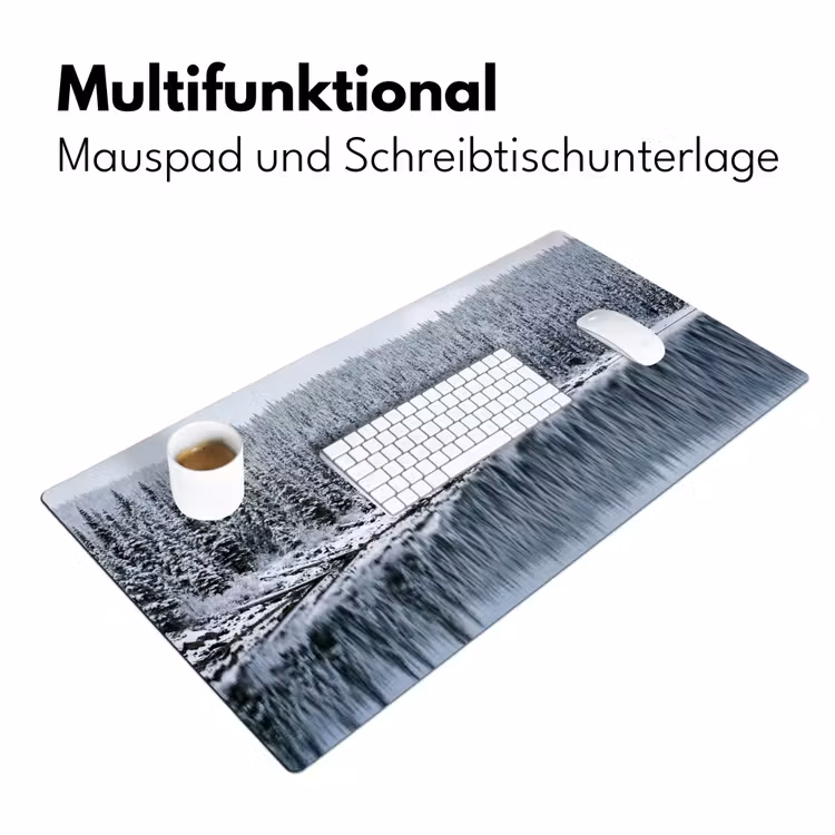 Bos - Reflectie - Meer - Winter - Serene Muismat XXL klein -ysfeer4_duits