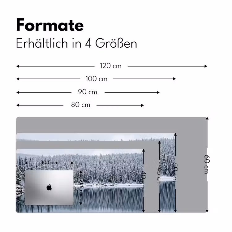 Bos - Reflectie - Meer - Winter - Serene Muismat XXL klein -ysfeer5_duits