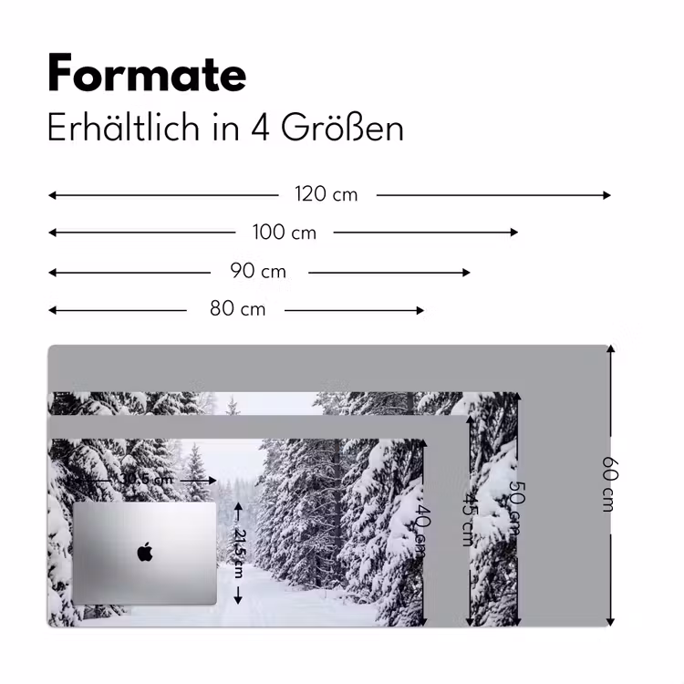 Bos - Winter - Sneeuw - Pad - Natuur Muismat XXL klein -ysfeer5_duits