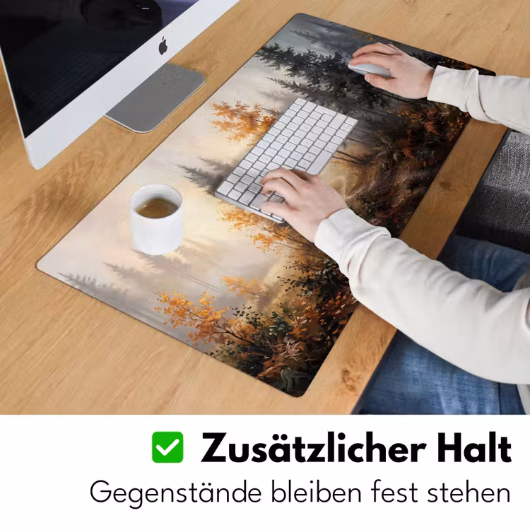 Bospad - Herfstbladeren - Natuur - Schilderachtig - Oranje Muismat XXL klein -ysfeer3_duits
