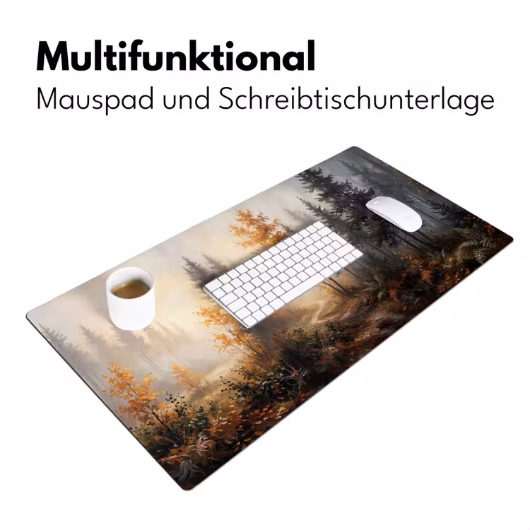 Bospad - Herfstbladeren - Natuur - Schilderachtig - Oranje Muismat XXL klein -ysfeer4_duits