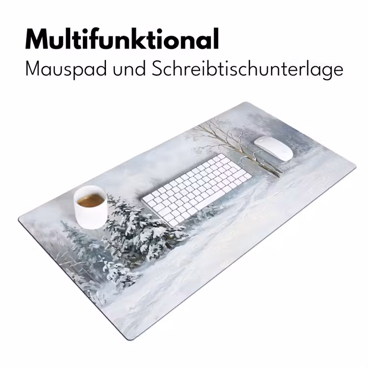 Bospad - Dennen - Sneeuw - Winter - Rustgevend Muismat XXL klein -ysfeer4_duits