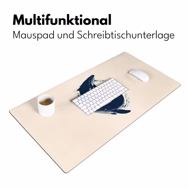 Walvissen - Spetters - Cirkel - Donkerblauw Muismat XXL klein -ysfeer4_duits