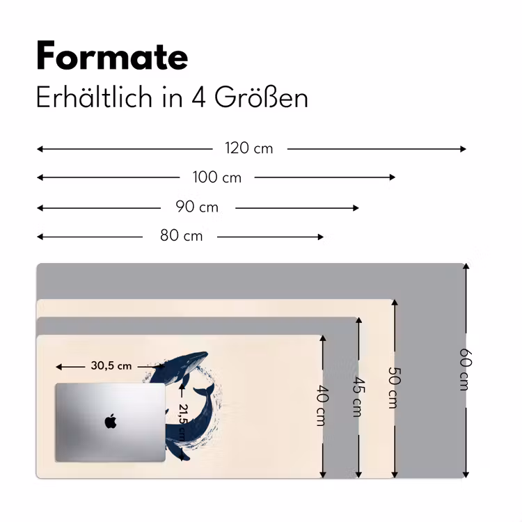 Walvissen - Spetters - Cirkel - Donkerblauw Muismat XXL klein -ysfeer5_duits
