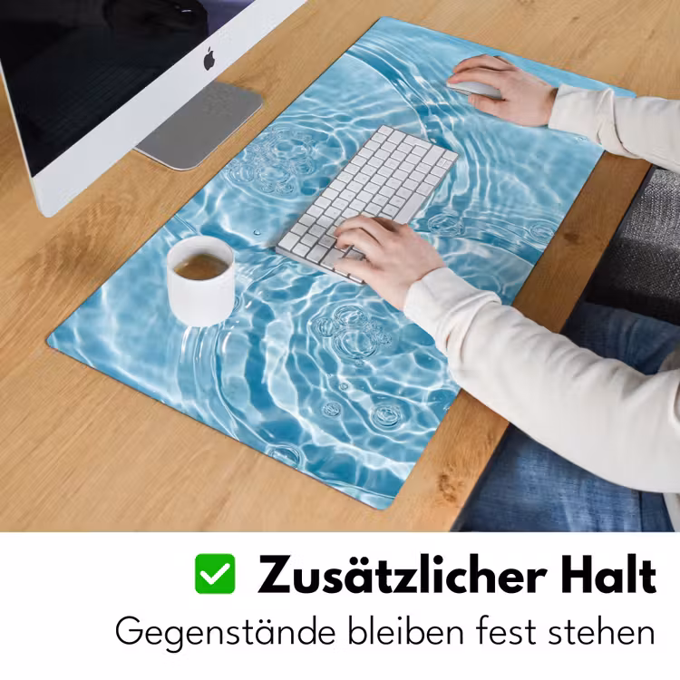 Water - Blauw - bubbels Muismat XXL klein -ysfeer3_duits