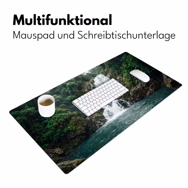 Waterfall - Forest - Nature - Greenkhgyguyg Muismat XXL klein -ysfeer4_duits