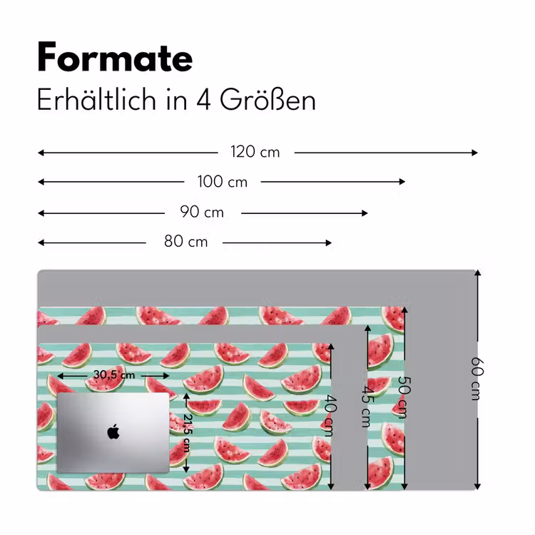 Watermeloen - Strepen - Groen Muismat XXL klein 681 -ysfeer5_duits