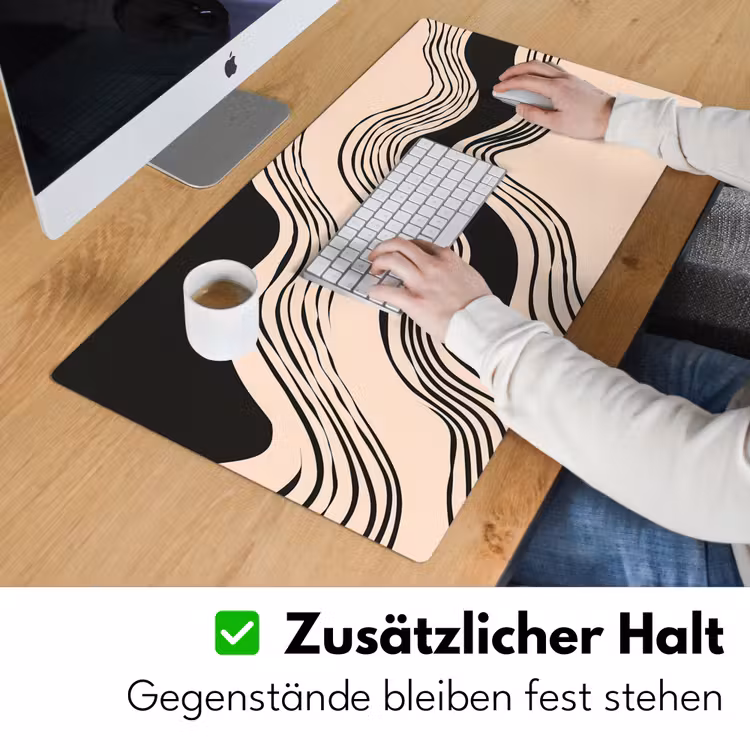 Golven - Zwart - Zandkleur Muismat XXL klein -ysfeer3_duits