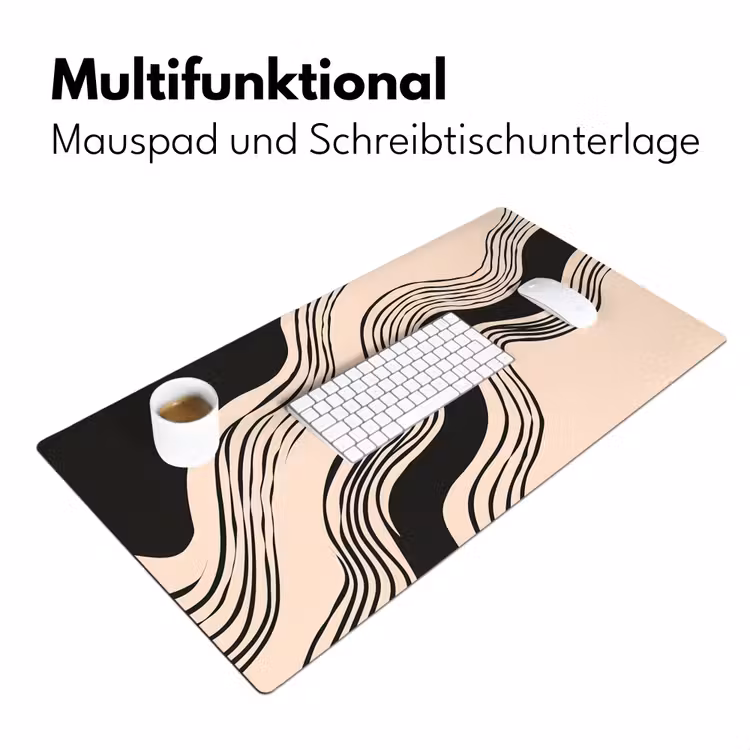 Golven - Zwart - Zandkleur Muismat XXL klein -ysfeer4_duits