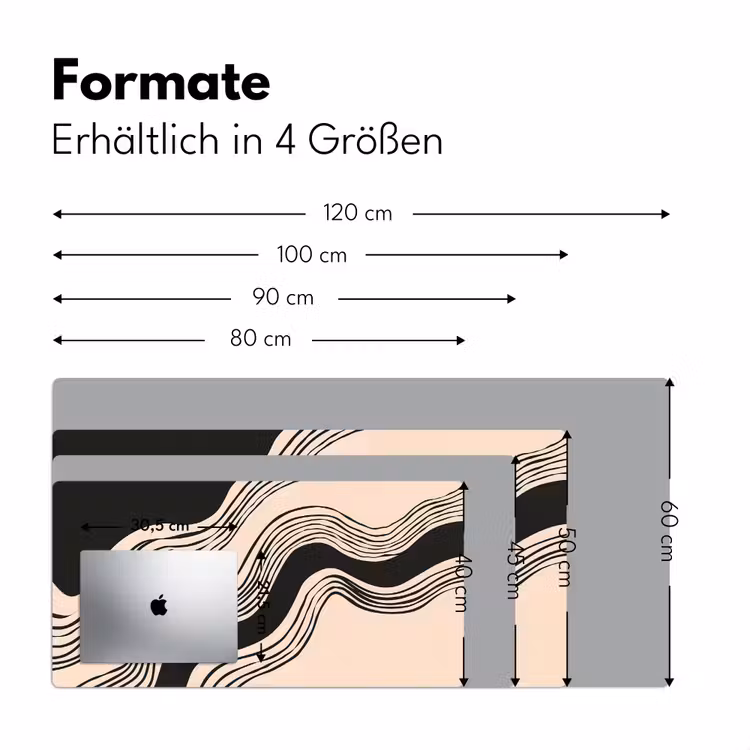 Golven - Zwart - Zandkleur Muismat XXL klein -ysfeer5_duits