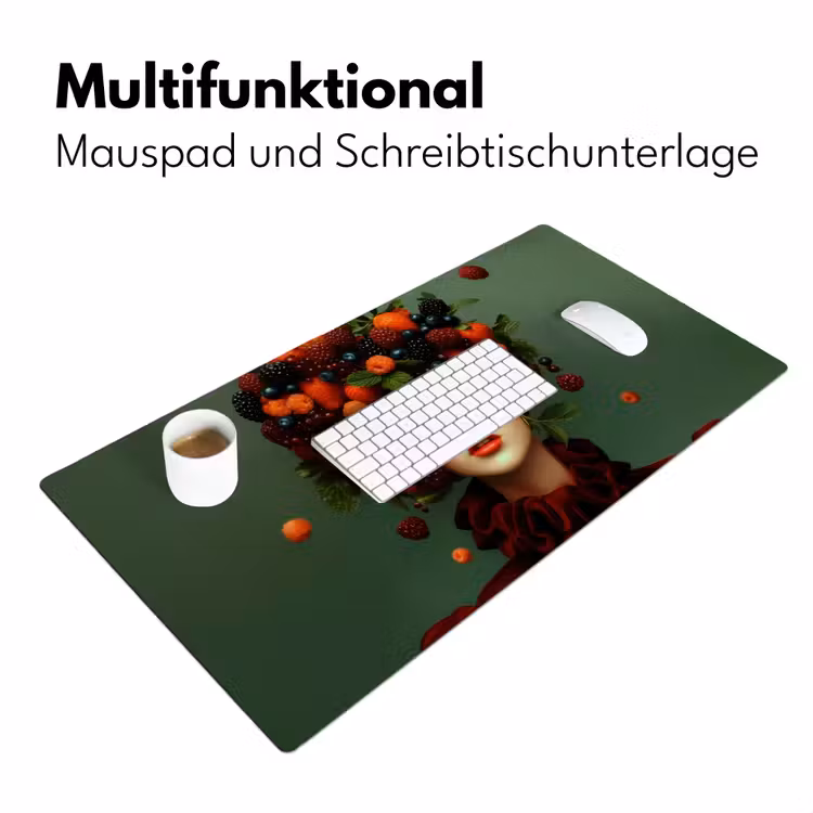 Vrouw - Aardbeien - Frambozen - Bramen - Bessen Muismat XXL klein -ysfeer4_duits