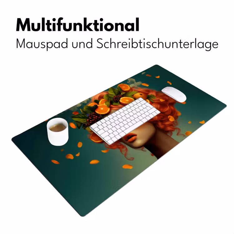 Vrouw - Sinaasappel - Bessen - Oranje Muismat XXL klein -ysfeer4_duits