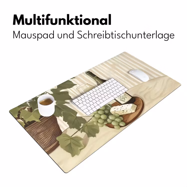 Wijn - Druiven - Kaas - Bladeren Muismat XXL klein -ysfeer4_duits