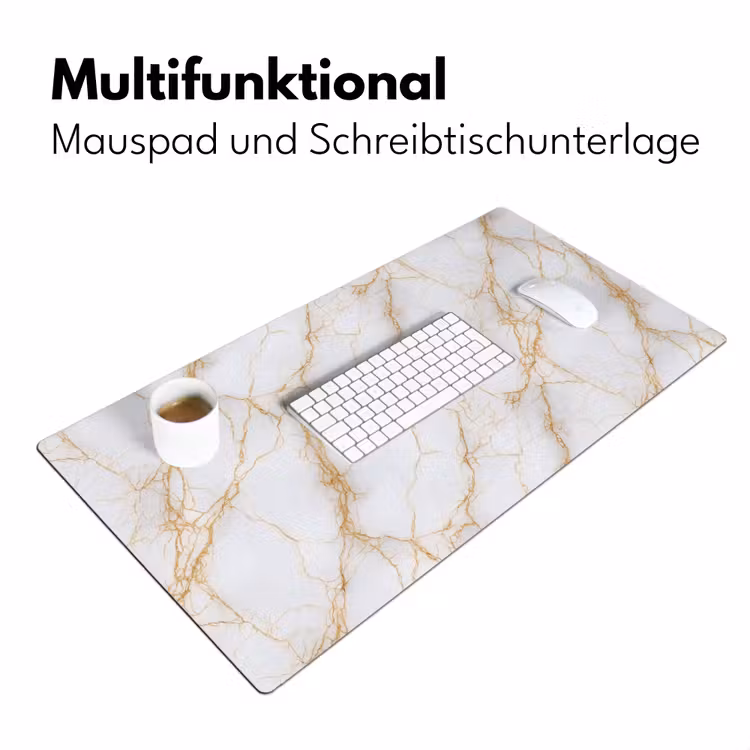Wit - Goud - Marmer - Aders Muismat XXL klein 681 -ysfeer4_duits