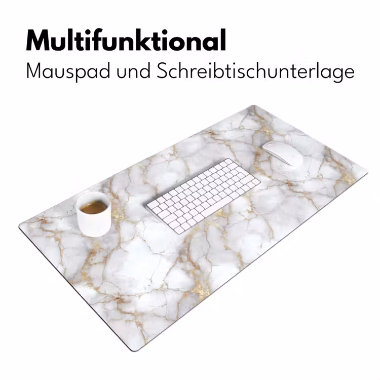 Wit - Goud - Marmer - Grijs Muismat XXL klein 681 -ysfeer4_duits