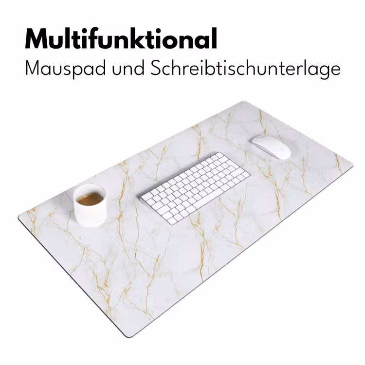 Wit - Marmer - Goud - Luxueus Muismat XXL klein 681 -ysfeer4_duits