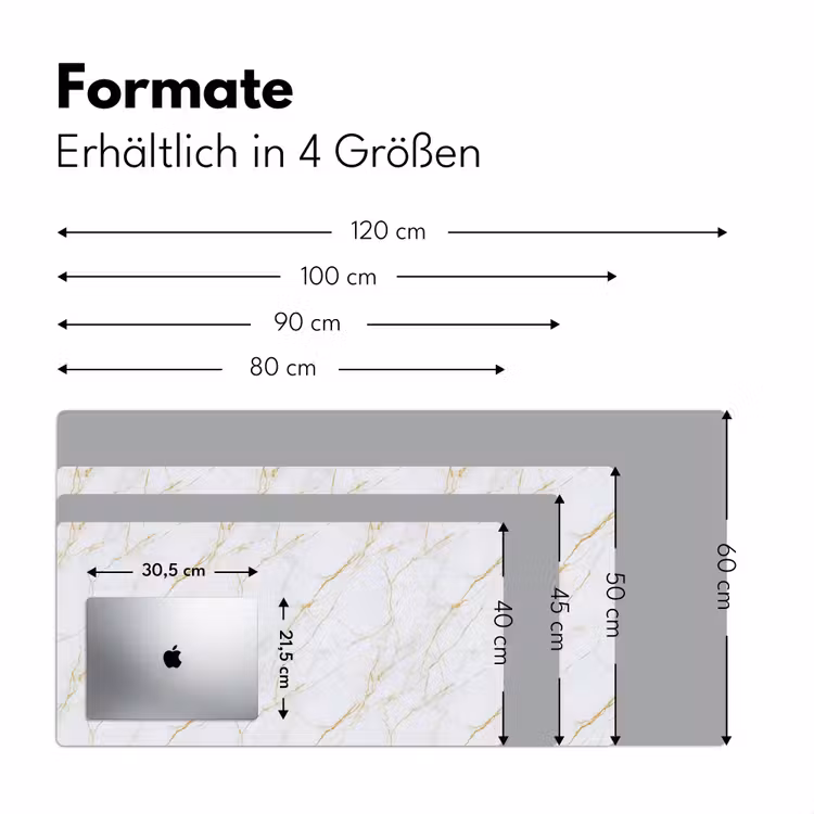 Wit - Marmer - Goud - Luxueus Muismat XXL klein 681 -ysfeer5_duits